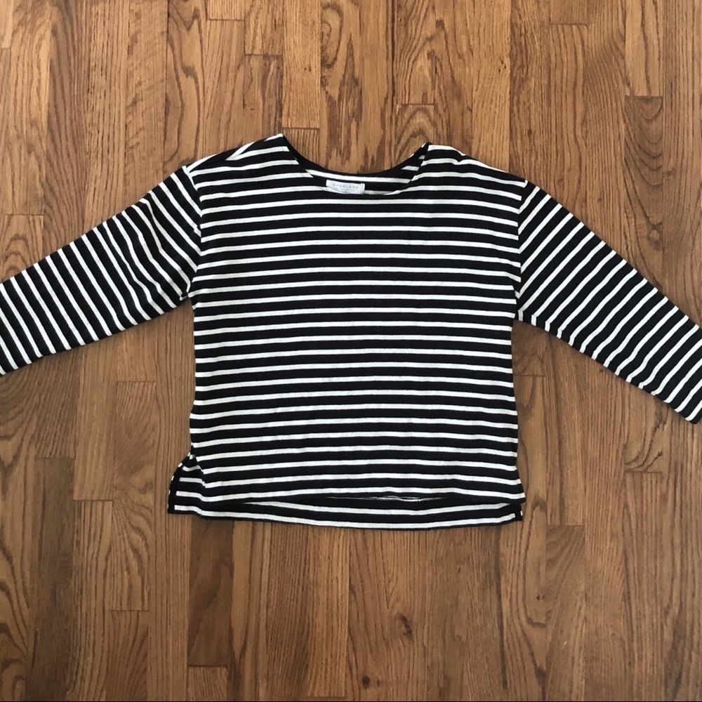 Everlane Striped 3/4 Length Sleeve Shirt